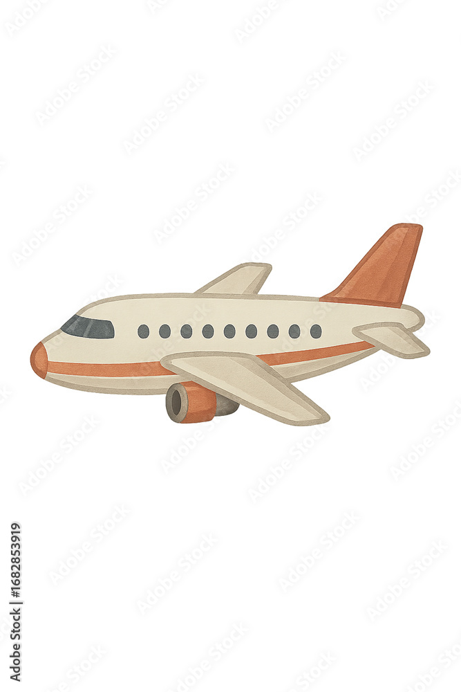 Fototapeta premium Airplane with brown and cream coloring perfect for travel and transportation designs, aviation concepts, or airline related marketing materials.