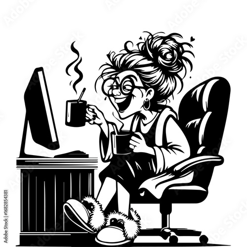 Vector illustration of a cool easygoing young woman with a playful mode