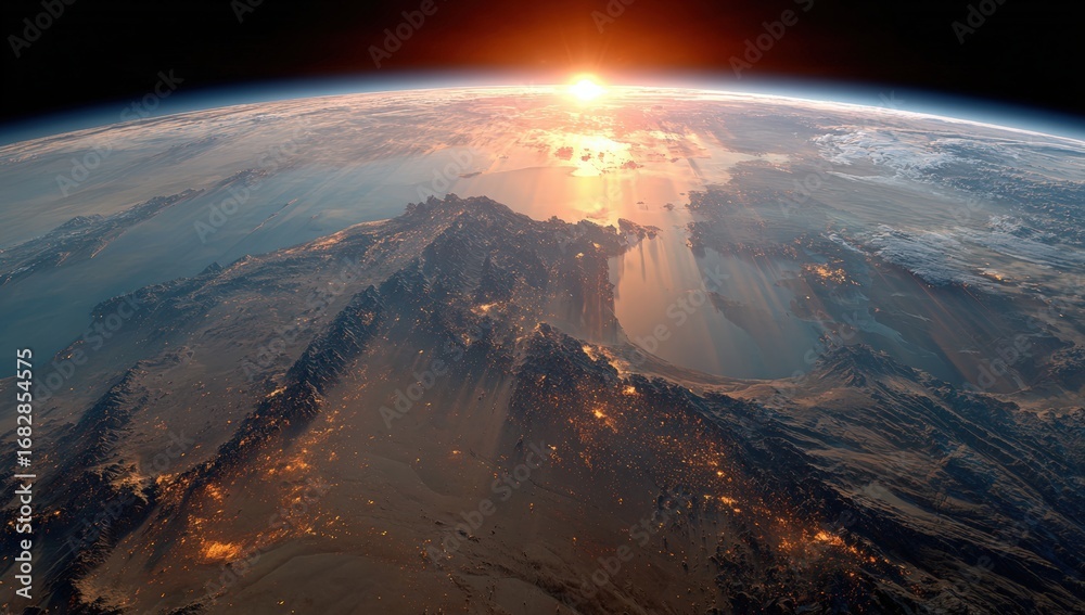 Fototapeta premium Earth sunrise, viewed from space