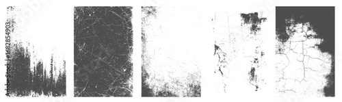 Grunge Black and White Urban Vector set Texture Frames Abstract Scratch Black and White Distressed Texture Dust Overlay Noise Random Gritty Scattered Particle Backdrop vector design whit background.