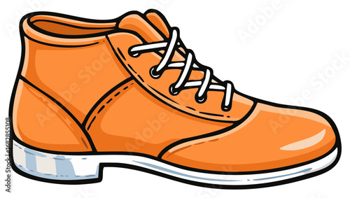 Stylish Orange Lace-Up Boot Illustration for Fashion Footwear Designs