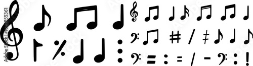 set of Watercolor splash black music pattern
