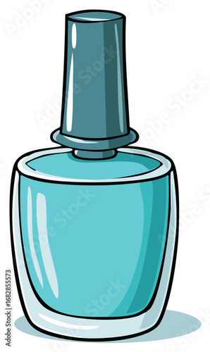 Stylish light blue nail polish bottle with applicator brush for beauty or cosmetic product design
