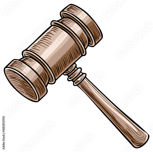 Wooden Gavel Illustration for Law Justice and Authority Legal Decision Symbol