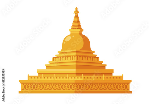 Golden pagoda with layered design ornate base and spire