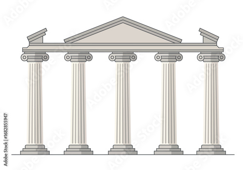 Gray building with 5 columns triangle roof