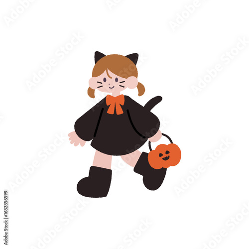 ハロウィン仮装した子ども【黒猫】
