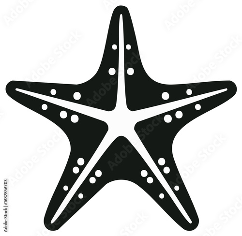 Minimalist black starfish icon illustration Isolated sea star vector graphic