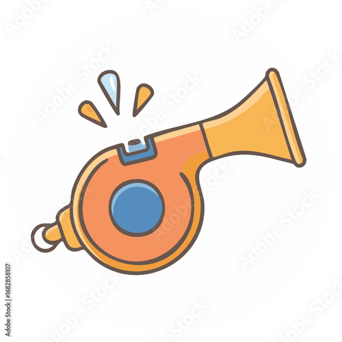 Bright Cartoon Whistle Blowing Alert for Sports Coaching Games and Urgent Attention