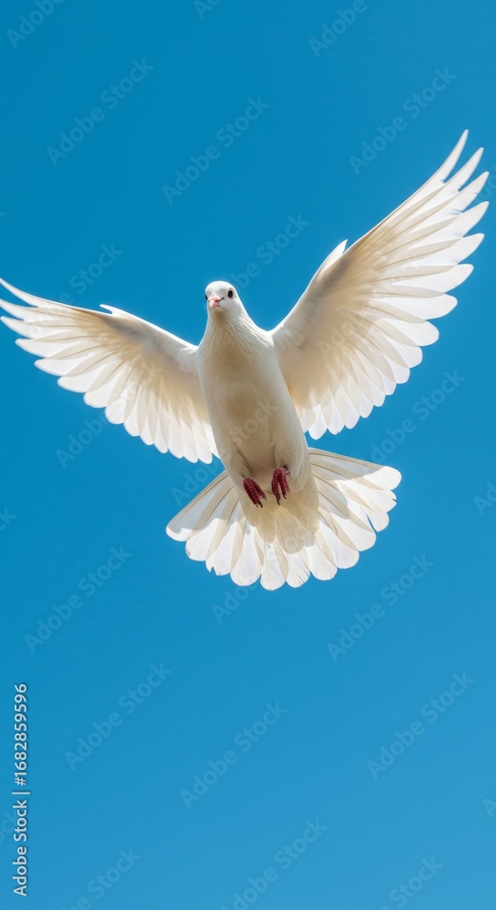 Obraz premium Freedom and Peace: A White Dove Flying in the Sky