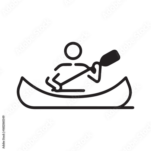 A canoe black and white pictogram of a person sitting