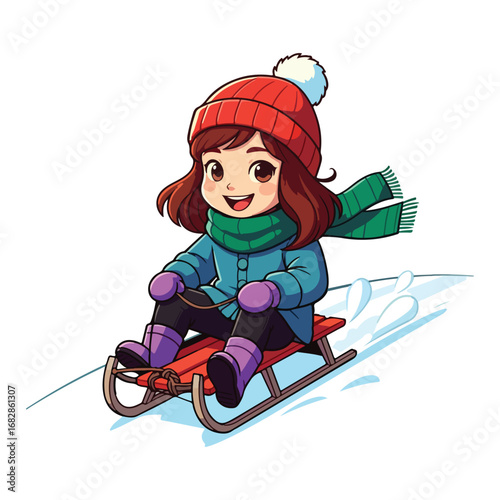 Two young children in winter hats have fun outdoors, enjoying the cold and snow during a family holiday ski vacation