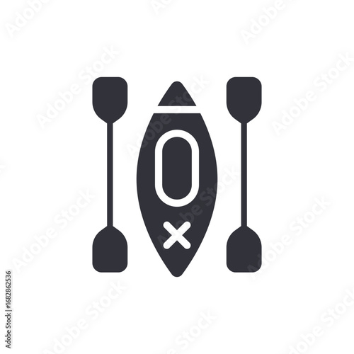 Kayak And Paddles Illustrated Icon For Recreational Water Sport Activities Isolated Object