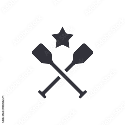 Illustrative Paddles Crossed Beneath Radiant Star Symbolizing Accomplishment Or Maritime Distinction