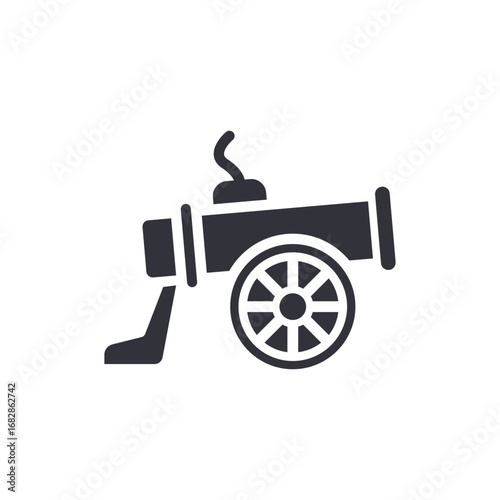 Silhouette Of An Antique Cannon Emitting Smoke On A Transparent Backdrop Symbolizing Old Warfare