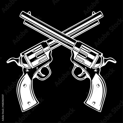 old vintage pistol in vector art