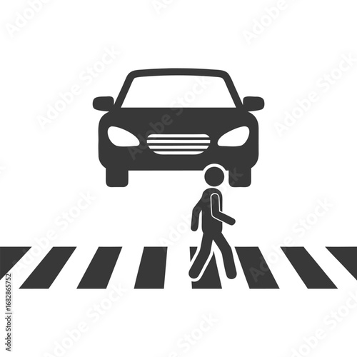 Pedestrian Crossing Safety Car Approaching Crosswalk