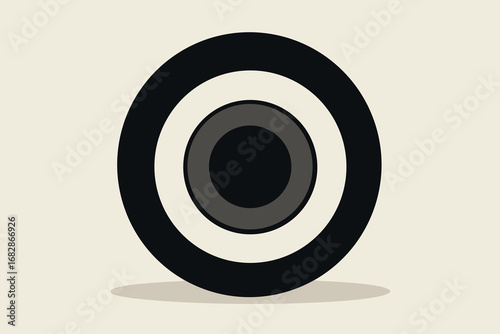 Concentric Circle Dark Blue, White, and Gray Rings on Beige Background