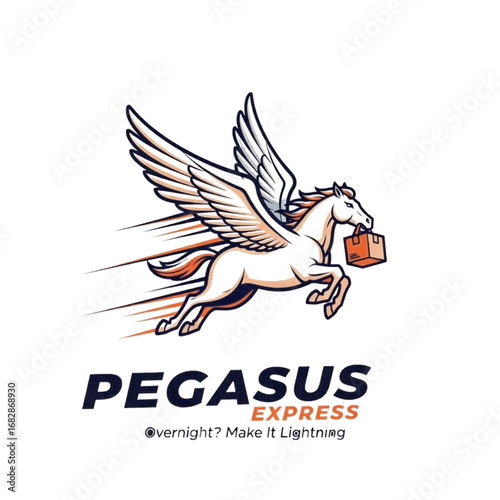 Dynamic Pegasus Mascot Logo for an Express Courier or Fast Delivery Service