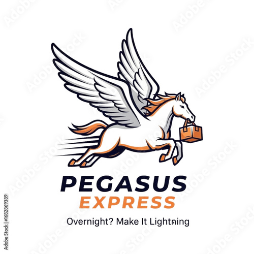 Dynamic Pegasus Mascot Logo for an Express Courier or Fast Delivery Service