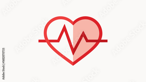 A red heart with a red line in the middle. The heart is surrounded by a white background