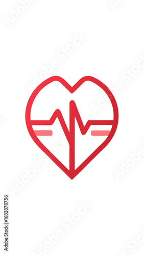 A red heart with a red line in the middle. The heart is surrounded by a white background