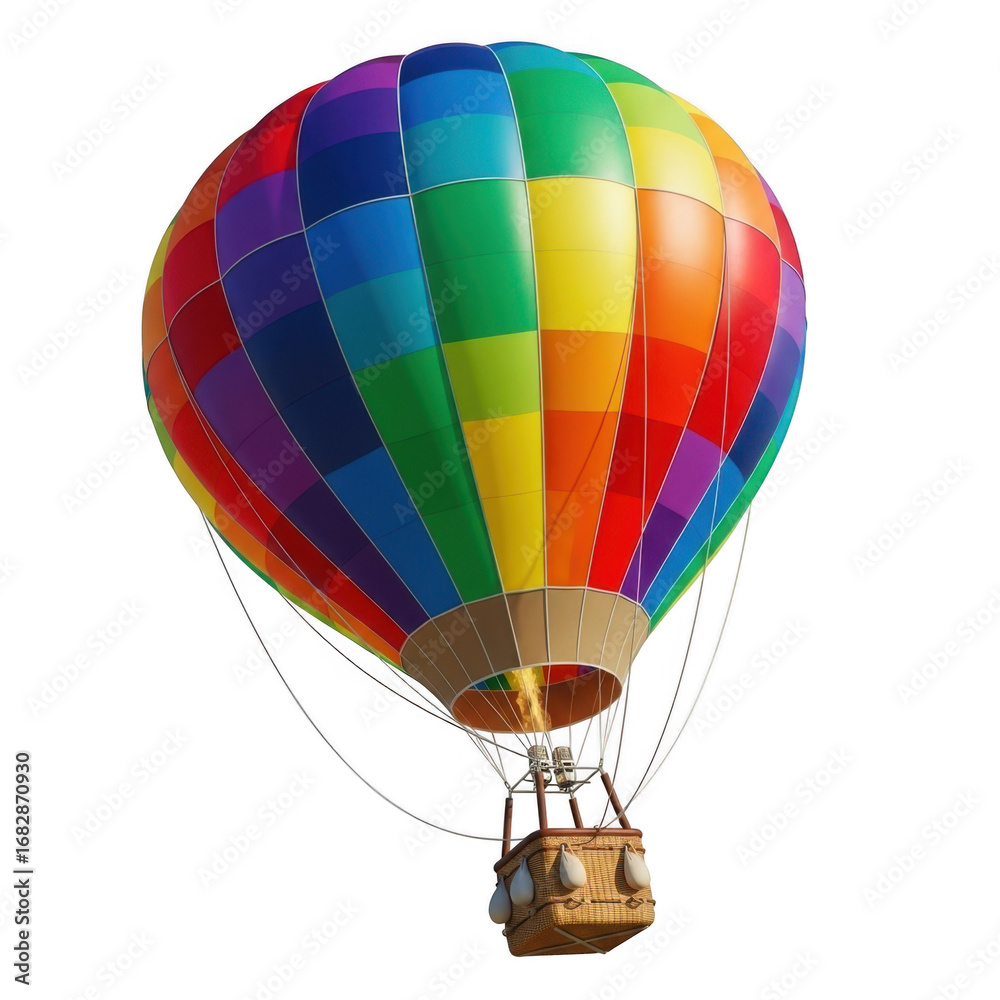 Fototapeta premium Colorful hot air balloon isolated on transparent background