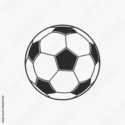 Illustration of a soccer ball with black and white pattern