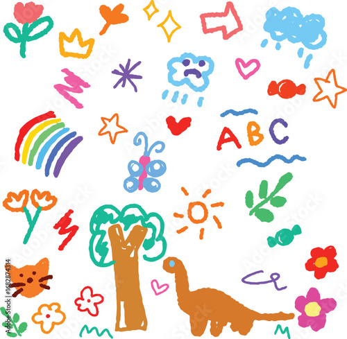Doodle handdraw ector of childrens drawings 