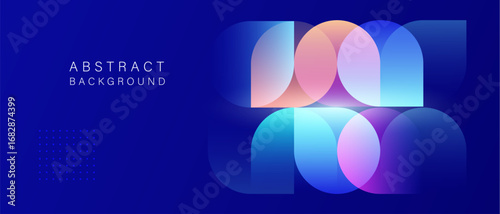 Abstract geometric background with glowing gradient shapes in blue and pink neon tones. Perfect for futuristic design, digital art, and modern technology themes.