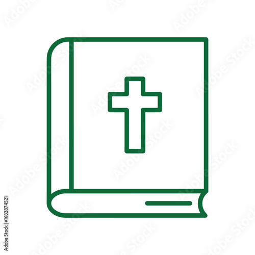Christian Holy Bible with Cross Icon.