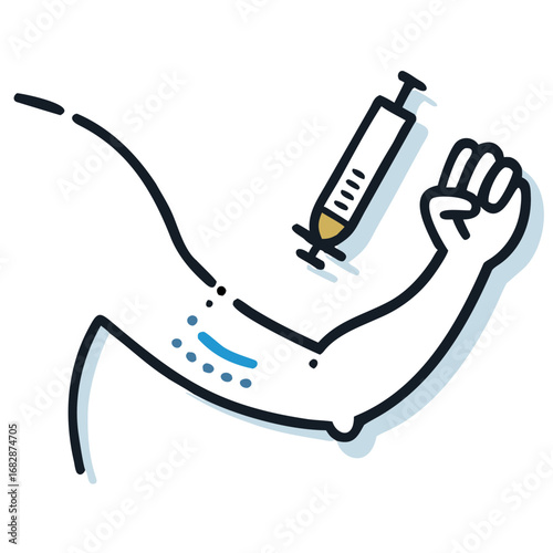 Arm injection icon for COVID vaccination
