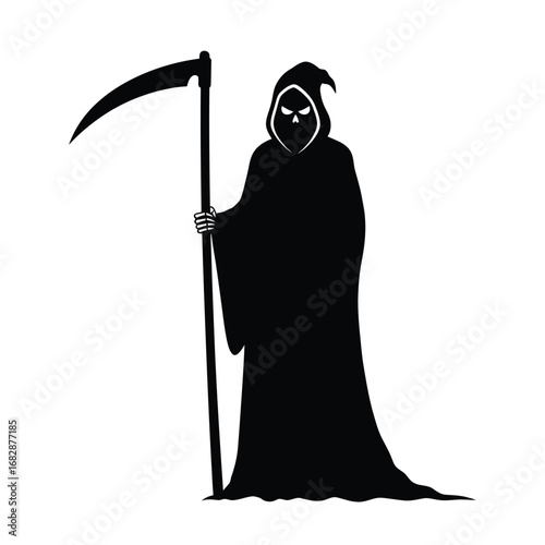 Grim reaper holding scythe death hooded