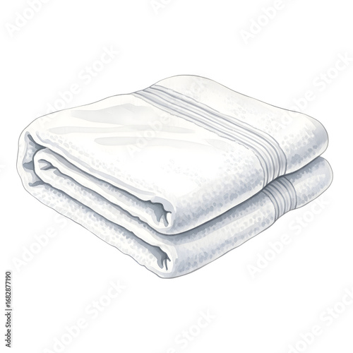 A clean white folded towel with subtle grey stripes.