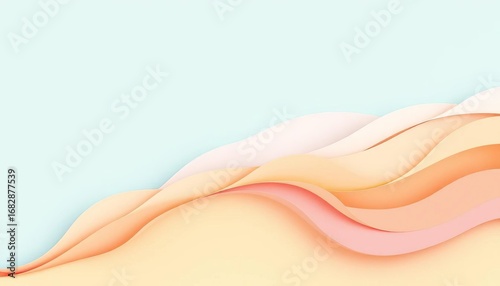 Pastel wave paper cut abstract background, modern elegant design , phone, pastel