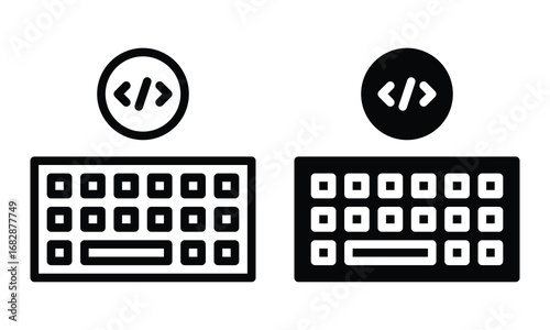 Write code icon with outline and glyph style.