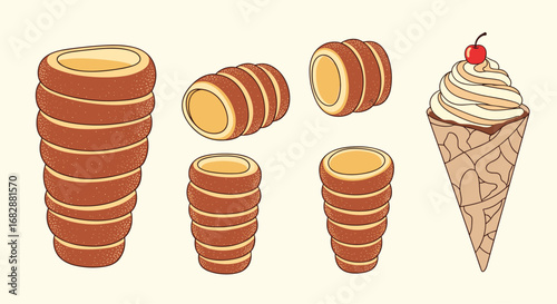 Sweet pastries dough rolled around a stick baked to perfection delicious dessert treat