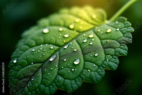 Leaf Skeleton Close Up with Water Droplets 