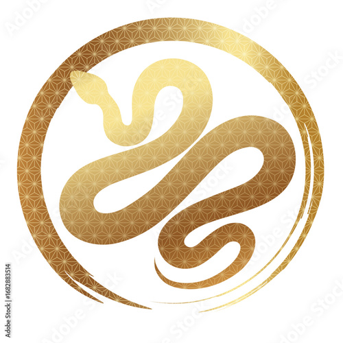 Year of the snake vector gold zodiac symbol illustration isolated on a white background