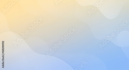 Abstract fluid background featuring a gentle gradient from warm yellow to cool blue with soft, organic wave patterns for modern design