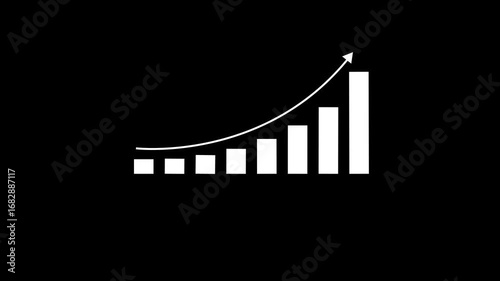 Motion animated footage. Statistics bars columns growth, arrow up. Finance, Bar graph going up, Profit concept, positive increase chart. business graph animation.