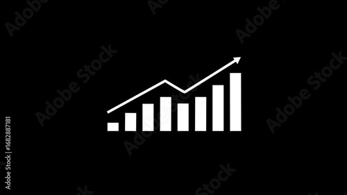 Motion animated footage. Statistics bars columns growth, arrow up. Finance, Bar graph going up, Profit concept, positive increase chart. business graph animation.