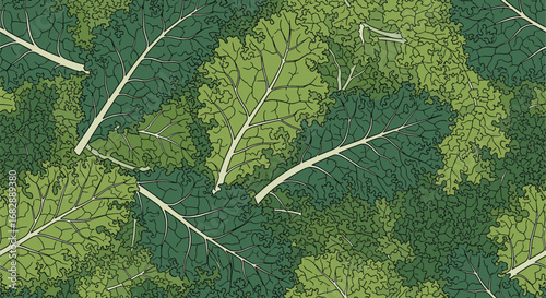 Abstract overhead view of a dense forest canopy with sunlight filtering through the leaves