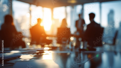 Wallpaper Mural Blurry business meeting, city view Torontodigital.ca