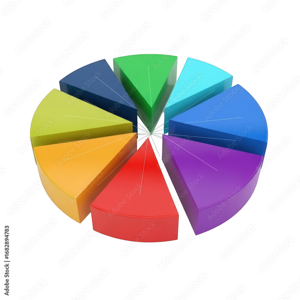 Obraz premium Colorful pie chart isolated on transparent background