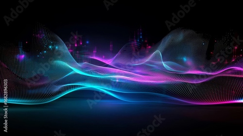 The dynamic interaction of sound waves and glowing light creates a captivating scene.