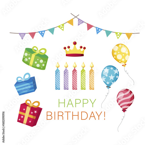 Birthday elements collection in flat free style