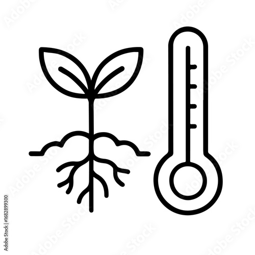 The colorful vector icon set shows a thermometer measuring temperature, symbolizing hot or cold weather