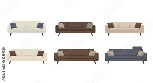 Stylish modern sofas collection in neutral tones