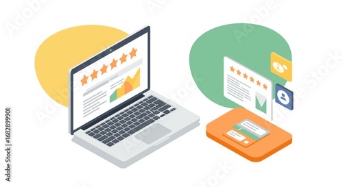 Isometric design of online review and customer feedback with rating system